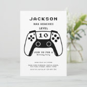 Invitation Modern Level Up Gamer Boys Birthday Party (Debout devant)
