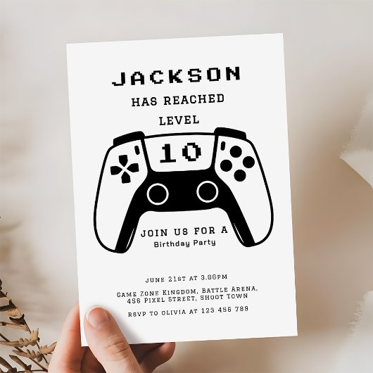Invitation Modern Level Up Gamer Boys Birthday Party