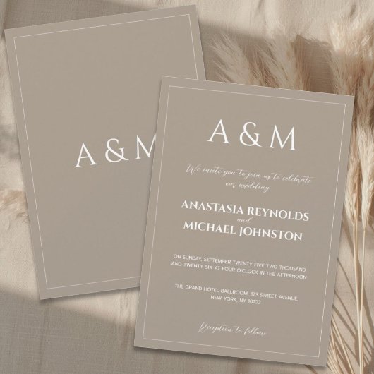 Invitation Modern light brown minimalist wedding