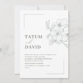 Invitation Modern Line Art Floral Green Wedding Invite (Devant)