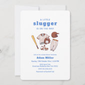 Invitation Modern Little Slugger Baseball Sport Baby Shower (Devant)