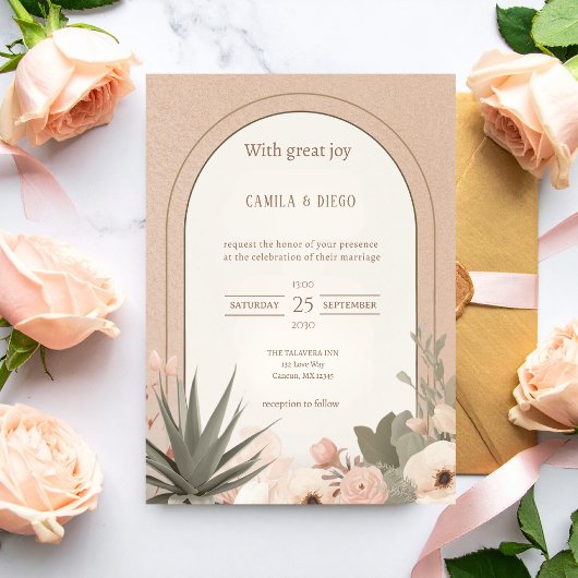 Invitation Modern Luxury Desert Flowers Wedding