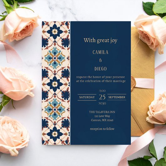 Invitation Modern Luxury Talavera Tile Wedding