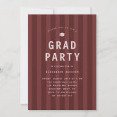 Invitation Modern Maroon Sporty Stripes Graduation Party (Devant)