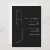 Invitation Modern Matte Monogram Minimal Wedding Black White  (Devant)