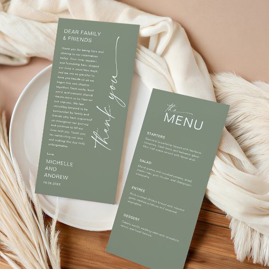 Invitation Modern Menu Card and Thank you Message