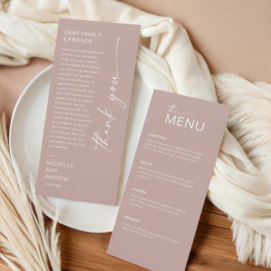 Invitation Modern Menu Card and Thank you Message