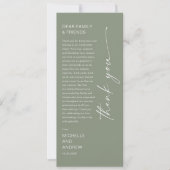 Invitation Modern Menu Card and Thank you Message (Devant)