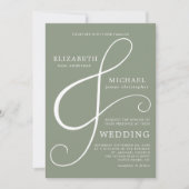 Invitation Modern Minimal Ampersand Sage Green Wedding (Devant)