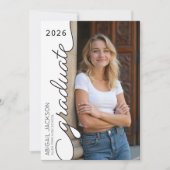 Invitation Modern Minimal Black and White Graduation Party  (Devant)