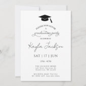 Invitation Modern Minimal Black and White Graduation Party  (Dos)