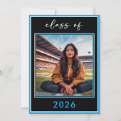 Invitation Modern Minimal Blue Script Graduation Party (Dos)