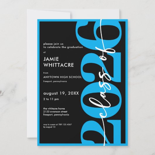 Invitation Modern Minimal Blue Typography Graduation Party (Devant)