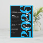 Invitation Modern Minimal Blue Typography Graduation Party (Debout devant)