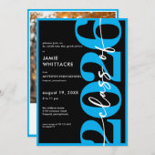 Invitation Modern Minimal Blue Typography Graduation Party (Devant / Derrière)