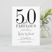 Invitation Modern Minimal Fifty and Fabulous 50th Birthday (Debout devant)