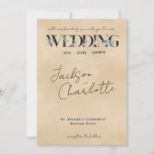 Invitation Modern Minimal Floral Script Photo QR Code Wedding (Devant)