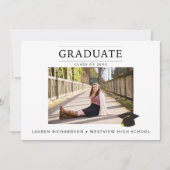 Invitation Modern Minimal Graduation Announcement with Photo (Devant)