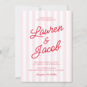 Invitation Modern Minimal Minimalist Red Pink Stripes Wedding (Devant)