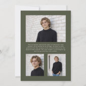 Invitation Modern Minimal Olive Green Gold Photo Graduation (Dos)