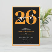 Invitation Modern Minimal Orange Script Graduation Party (Debout devant)