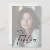 Invitation Modern Minimal Photo Fifty & Fabulous Birthday (Devant)