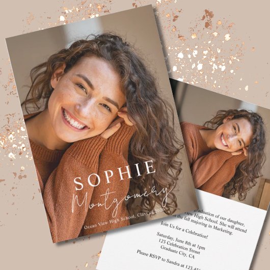 Invitation Modern Minimal Photo Graduation Announcement