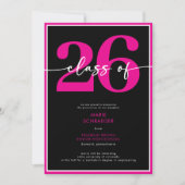 Invitation Modern Minimal Pink Script Graduation Announcement (Devant)