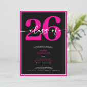 Invitation Modern Minimal Pink Script Graduation Announcement (Debout devant)