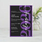 Invitation Modern Minimal Purple Typography Graduation Party (Debout devant)