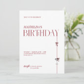 Invitation Modern Minimal Red Burgundy Bow Birthday (Debout devant)