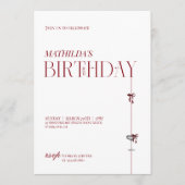 Invitation Modern Minimal Red Burgundy Bow Birthday (Devant)