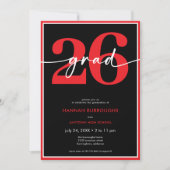 Invitation Modern Minimal Red Script Graduation Party (Devant)