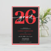 Invitation Modern Minimal Red Script Graduation Party (Debout devant)