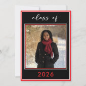 Invitation Modern Minimal Red Script Graduation Party (Dos)