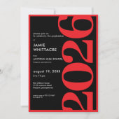 Invitation Modern Minimal Red Typography Graduation Party (Devant)