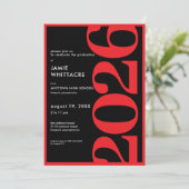 Invitation Modern Minimal Red Typography Graduation Party (Debout devant)