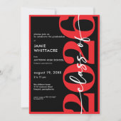 Invitation Modern Minimal Red Typography Graduation Party (Devant)