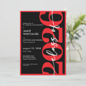 Invitation Modern Minimal Red Typography Graduation Party (Debout devant)