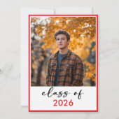 Invitation Modern Minimal Red Typography Graduation Party (Dos)