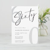 Invitation Modern Minimal Script Sixty 60th Birthday Party (Debout devant)