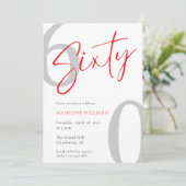 Invitation Modern Minimal Script Sixty 60th Birthday Party (Debout devant)