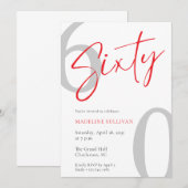 Invitation Modern Minimal Script Sixty 60th Birthday Party (Devant / Derrière)