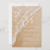 Invitation Modern Minimal Sea You Soon Sand Beach Baby Shower (Devant)