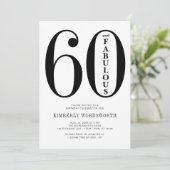 Invitation Modern Minimal Sixty and Fabulous 60th Birthday (Debout devant)