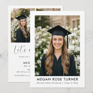 Invitation Modern Minimal Three Photo Graduation Party