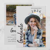 Invitation Modern Minimal Two Photo Graduation Party (Devant / Derrière)
