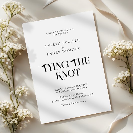 Invitation Modern Minimal tying the knot Wedding