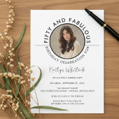 Invitation Modern Minimal Typography 50 and Fabulous Birthday