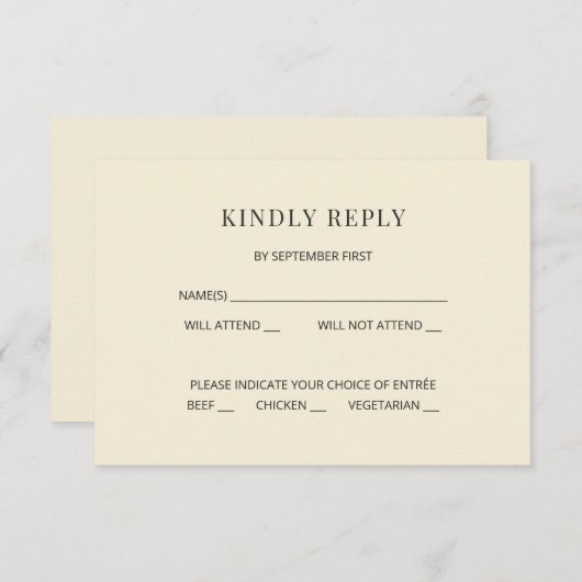 Invitation Modern Minimal Wedding RSVP Card (Devant / Derrière)